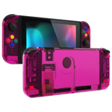 eXtremeRate Clear Candy Pink Back Plate for NS Switch Console, NS Joycon Handheld Controller Housing with Full Set Buttons, DIY Replacement Shell for Nintendo Switch - QM516