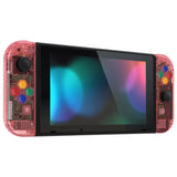 eXtremeRate Crystal Cherry Pink Back Plate for NS Switch Console, NS Joycon Handheld Controller Housing with Full Set Buttons, DIY Replacement Shell for Nintendo Switch - QP355