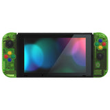eXtremeRate Crystal Clear Green Back Plate for NS Switch Console, NS Joycon Handheld Controller Housing with Full Set Buttons, DIY Replacement Shell for Nintendo Switch - QP351