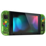 eXtremeRate Crystal Clear Green Back Plate for NS Switch Console, NS Joycon Handheld Controller Housing with Full Set Buttons, DIY Replacement Shell for Nintendo Switch - QP351