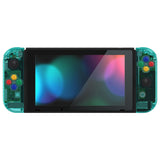 eXtremeRate Crystal Emerald Green Back Plate for NS Switch Console, NS Joycon Handheld Controller Housing with Full Set Buttons, DIY Replacement Shell for Nintendo Switch - QP356