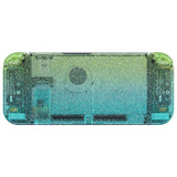 eXtremeRate Glitter Gradient Translucent Green Blue Back Plate for NS Switch Console, NS Joycon Handheld Controller Housing with Full Set Buttons, DIY Replacement Shell for Nintendo Switch - QP347