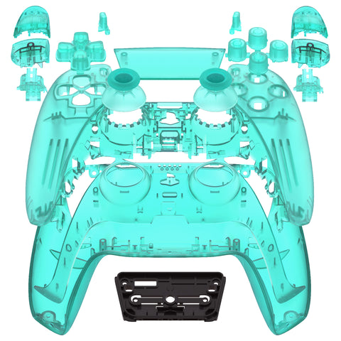 eXtremeRate Full Set Housing Shell with Buttons Touchpad Cover, Emerald Green Custom Replacement Decorative Trim Shell Front Back Plates Compatible with ps5 Controller BDM-010 BDM-020 - Controller NOT Included - QPFM5008G2