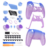 eXtremeRate Full Set Housing Shell with Action Buttons Touchpad Cover, Gradient Translucent Bluebell Replacement Decorative Trim Shell Front Back Plates Compatible with ps5 Controller BDM-030/040/050 - QPFP3001G3