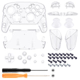 eXtremeRate Crystal Clear Faceplate Backplate Handles for NS Switch Pro Controller - Controller NOT Included - FRP360