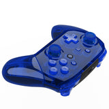 eXtremeRate Crystal Clear Blue Faceplate Backplate Handles for NS Switch Pro Controller - Controller NOT Included - FRP361