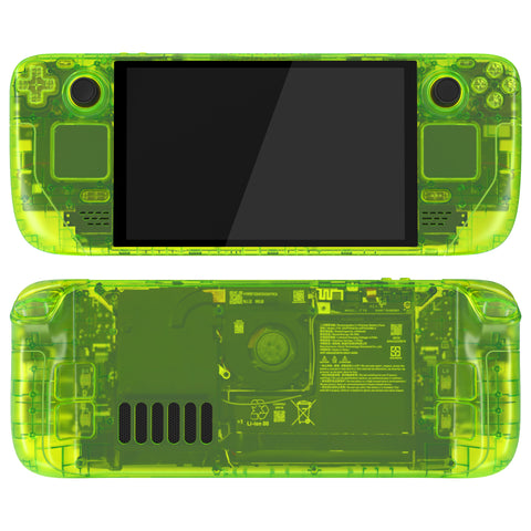 eXtremeRate Replacement Full Set Housing Shell with Buttons for Steam Deck OLED Handheld Console - Clear Lime Green - LQXSLM008
