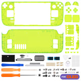 eXtremeRate Replacement Full Set Housing Shell with Buttons for Steam Deck OLED Handheld Console - Clear Lime Green - LQXSLM008