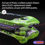 eXtremeRate Replacement Full Set Housing Shell with Buttons for Steam Deck OLED Handheld Console - Clear Lime Green - LQXSLM008