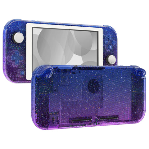 eXtremeRate Glitter Gradient Translucent Bluebell DIY Replacement Shell for Nintendo Switch Lite, NSL Handheld Controller Housing with Screen Protector, Custom Case Cover for Nintendo Switch Lite - DLP320