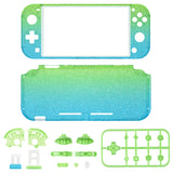 eXtremeRate Glitter Gradient Translucent Green Blue DIY Replacement Shell for Nintendo Switch Lite, NSL Handheld Controller Housing with Screen Protector, Custom Case Cover for Nintendo Switch Lite - DLP321