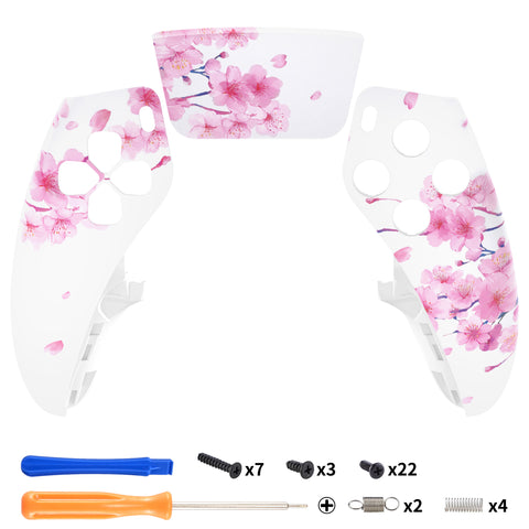 eXtremeRate Cherry Blossom Whisper Left Right Front Housing Shell with Touchpad Compatible with ps5 Edge Controller, DIY Replacement Faceplate Shell Custom Touch Pad Cover Compatible with ps5 Edge Controller - MLREGT014