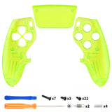 eXtremeRate Clear Lime Green Left Right Front Housing Shell with Touchpad Compatible with ps5 Edge Controller, DIY Replacement Faceplate Shell Custom Touch Pad Cover Compatible with ps5 Edge Controller - MLREGM008