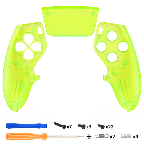 eXtremeRate Clear Lime Green Left Right Front Housing Shell with Touchpad Compatible with ps5 Edge Controller, DIY Replacement Faceplate Shell Custom Touch Pad Cover Compatible with ps5 Edge Controller - MLREGM008