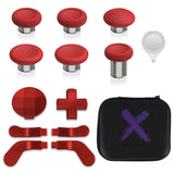 eXtremeRate 13 in 1 Component Pack Kit for Xbox Elite Series 2 Controller, 6 Metal Thumbsticks & Adjustment Tool, 2 D-Pads, 4 Paddles for Xbox Elite Series 2 Core Controller - Passion Red & Metallic Silverd - IL909