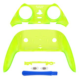 eXtremeRate Clear Lime Green Top Bottom Decorative Trim Shell Compatible with ps5 Edge Controller DIY Replacement Front Back Clip Shell, Custom Plates Cover Compatible with ps5 Edge Controller - CXQEGM008