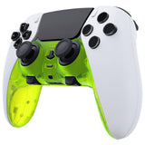 eXtremeRate Clear Lime Green Top Bottom Decorative Trim Shell Compatible with ps5 Edge Controller DIY Replacement Front Back Clip Shell, Custom Plates Cover Compatible with ps5 Edge Controller - CXQEGM008
