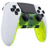 eXtremeRate Clear Lime Green Top Bottom Decorative Trim Shell Compatible with ps5 Edge Controller DIY Replacement Front Back Clip Shell, Custom Plates Cover Compatible with ps5 Edge Controller - CXQEGM008