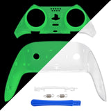 eXtremeRate Glow in Dark - Green Top Bottom Decorative Trim Shell Compatible with ps5 Edge Controller DIY Replacement Front Back Clip Shell, Custom Plates Cover Compatible with ps5 Edge Controller - CXQEGM007