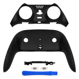 eXtremeRate Textured Black Top Bottom Decorative Trim Shell Compatible with ps5 Edge Controller DIY Replacement Front Back Clip Shell, Custom Plates Cover Compatible with ps5 Edge Controller - CXQEGP012