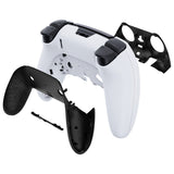 eXtremeRate Textured Black Top Bottom Decorative Trim Shell Compatible with ps5 Edge Controller DIY Replacement Front Back Clip Shell, Custom Plates Cover Compatible with ps5 Edge Controller - CXQEGP012