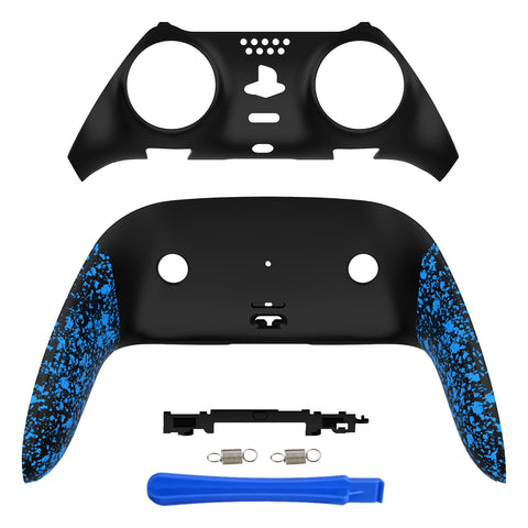 eXtremeRate Textured Blue Top Bottom Decorative Trim Shell Compatible with ps5 Edge Controller DIY Replacement Front Back Clip Shell, Custom Plates Cover Compatible with ps5 Edge Controller - CXQEGP015