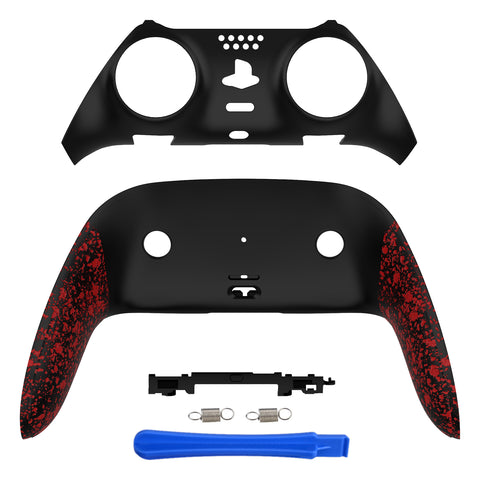 eXtremeRate Textured Red Top Bottom Decorative Trim Shell Compatible with ps5 Edge Controller DIY Replacement Front Back Clip Shell, Custom Plates Cover Compatible with ps5 Edge Controller - CXQEGP014