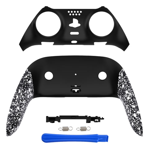 eXtremeRate Textured White Top Bottom Decorative Trim Shell Compatible with ps5 Edge Controller DIY Replacement Front Back Clip Shell, Custom Plates Cover Compatible with ps5 Edge Controller - CXQEGP013