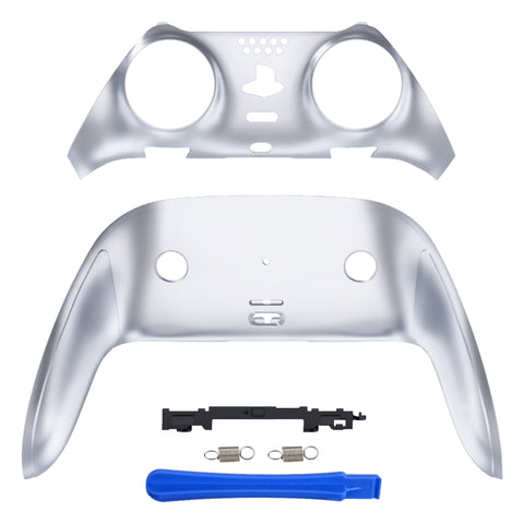 eXtremeRate Chrome Silver Top Bottom Decorative Trim Shell Compatible with ps5 Edge Controller DIY Replacement Front Back Clip Shell, Custom Plates Cover Compatible with ps5 Edge Controller - CXQEGD002