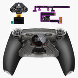 eXtremeRate SPARK Back Paddles Kit with OLED Display & Clicky Trigger Stops & Ergonomic Grips for PS5 Controller BDM-010/020 - Rubberized Clear & Black - MZNPFU006
