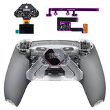 eXtremeRate SPARK Back Paddles Kit with OLED Display & Clicky Trigger Stops & Ergonomic Grips for PS5 Controller BDM-030/040/050 - Rubberized Clear & Gray - MZNPFU004M2