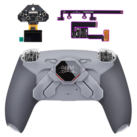 eXtremeRate SPARK Back Paddles Kit with OLED Display & Clicky Trigger Stops & Ergonomic Grips for PS5 Controller BDM-030/040/050 - Rubberized New Hope Gray & Classic Gray - MZNPFU007M2