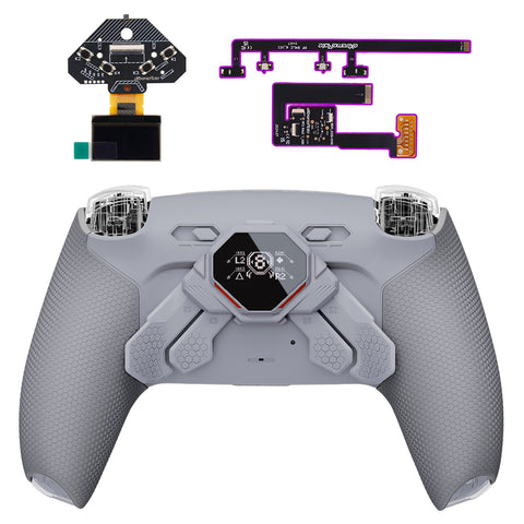eXtremeRate SPARK Back Paddles Kit with OLED Display & Clicky Trigger Stops & Ergonomic Grips for PS5 Controller BDM-030/040/050 - Rubberized New Hope Gray - MZNPFU003M2