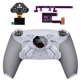 eXtremeRate SPARK Back Paddles Kit with OLED Display & Clicky Trigger Stops & Ergonomic Grips for PS5 Controller BDM-030/040/050 - Rubberized White & Gray - MZNPFU002M2