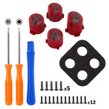 eXtremeRate Three-Thone ABXY Action Buttons with Classic Symbols for Xbox Series X & S Controller & Xbox One S/X & Xbox One Elite V1/V2 Controller - Carmine Red & Clear & Classic Gray - JDX3M020