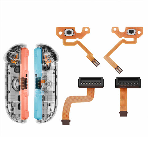 eXtremeRate ZL ZR Buttons Replacement Tactile Switches Ribbon Flex Cable & Custom Left Right Controller Charging Connector Female Socket Port FPC Cable Repair Parts for Nintendo Switch 2 Joycon - GKKNT001
