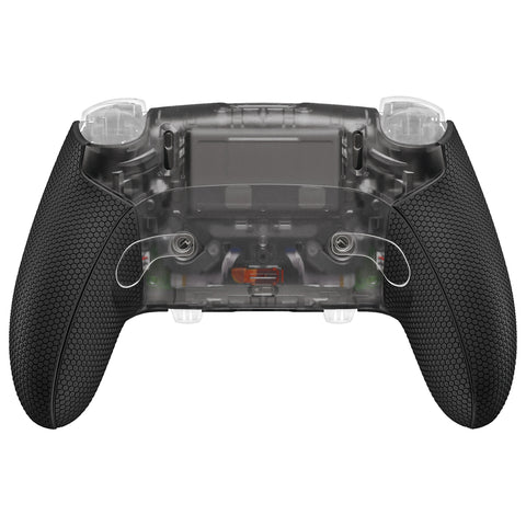 eXtremeRate Beyond-ARC Bottom Shell Kit with Rubberised Grip for PS5 Edge Controller - Clear & Black - CKREGU005