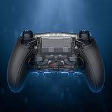 eXtremeRate Beyond-ARC Bottom Shell Kit with Rubberised Grip for PS5 Edge Controller - Clear & Black - CKREGU005