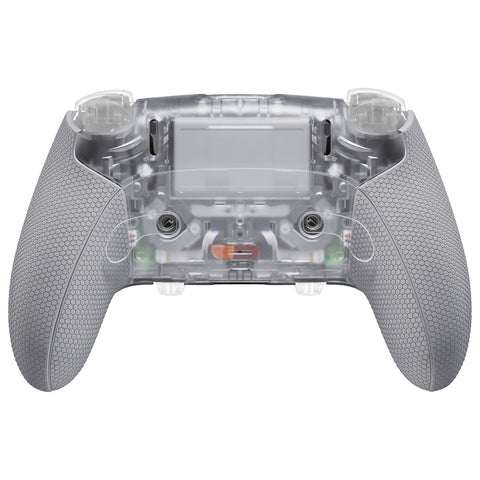 eXtremeRate Beyond-ARC Bottom Shell Kit with Rubberised Grip for PS5 Edge Controller - Clear & Gray - CKREGU004