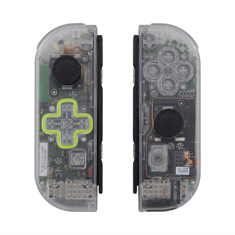 eXtremeRate Transparent Clear Joycon Handheld Controller Housing (D-Pad Version) with Full Set Buttons, DIY Replacement Shell Case for NS Switch JoyCon & OLED JoyCon - Console Shell NOT Included - JZM501