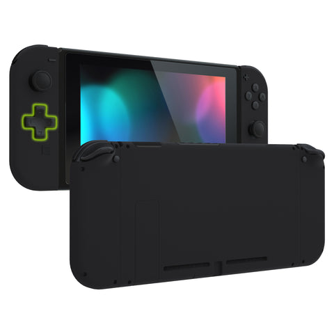 eXtremeRate Dpad Version Custom Full Set Shell for Nintendo Switch, Soft Touch Grip Replacement Console Back Plate, NS Joycon Handheld Controller Housing with Buttons for Nintendo Switch - Black - QZP3003