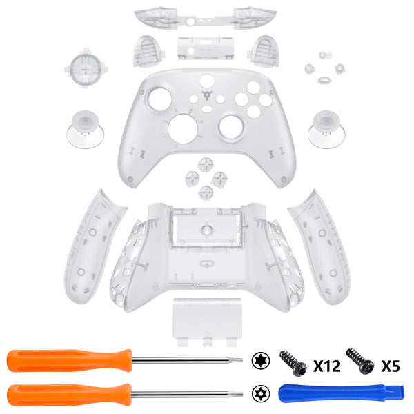 eXtremeRate Transparent Clear Controller Full Set Housing Shell Case w ...