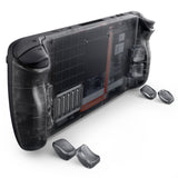 eXtremeRate Interchangeable Back Buttons Bottom Shell for Steam Deck LCD & OLED - with 2 Height Adjustable Buttons - Clear Slate Black - GVSSDM004