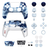 eXtremeRate Luna Redesigned Full Set Shells & Buttons for PS5 Controller BDM-030/040/050 - Porcelain Dragon - KQXPFT001