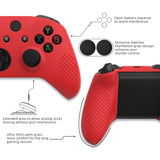eXtremeRate PlayVital Soft Red Silicone Controller Cover Grips Caps Protective Case for Xbox One S for Xbox One X -XBOWP0039GC
