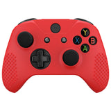 eXtremeRate PlayVital Soft Red Silicone Controller Cover Grips Caps Protective Case for Xbox One S for Xbox One X -XBOWP0039GC