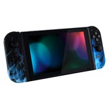 eXtremeRate Soft Touch Grip Blue Flame Handheld Controller Housing With Full Set Buttons DIY Replacement Shell Case for NS Switch JoyCon & OLED JoyCon - Console Shell NOT Included - CT101