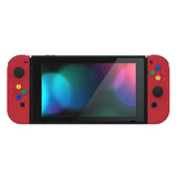 eXtremeRate Soft Touch Grip Passion Red Joycon Handheld Controller Housing with Coloful Buttons, DIY Replacement Shell Case for NS Switch JoyCon & OLED JoyCon – Joycon and Console NOT Included - CP334