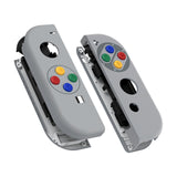 eXtremeRate SFC SNES Classic EU Style Joycon Handheld Controller Housing with Coloful Buttons, DIY Replacement Shell Case for NS Switch JoyCon & OLED JoyCon – Joycon and Console NOT Included - CT118