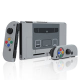 eXtremeRate Back Plate for Nintendo Switch Console, NS Joycon Handheld Controller Housing with Buttons, DIY Replacement Shell for Nintendo Switch - SFC SNES Classic EU - QT118